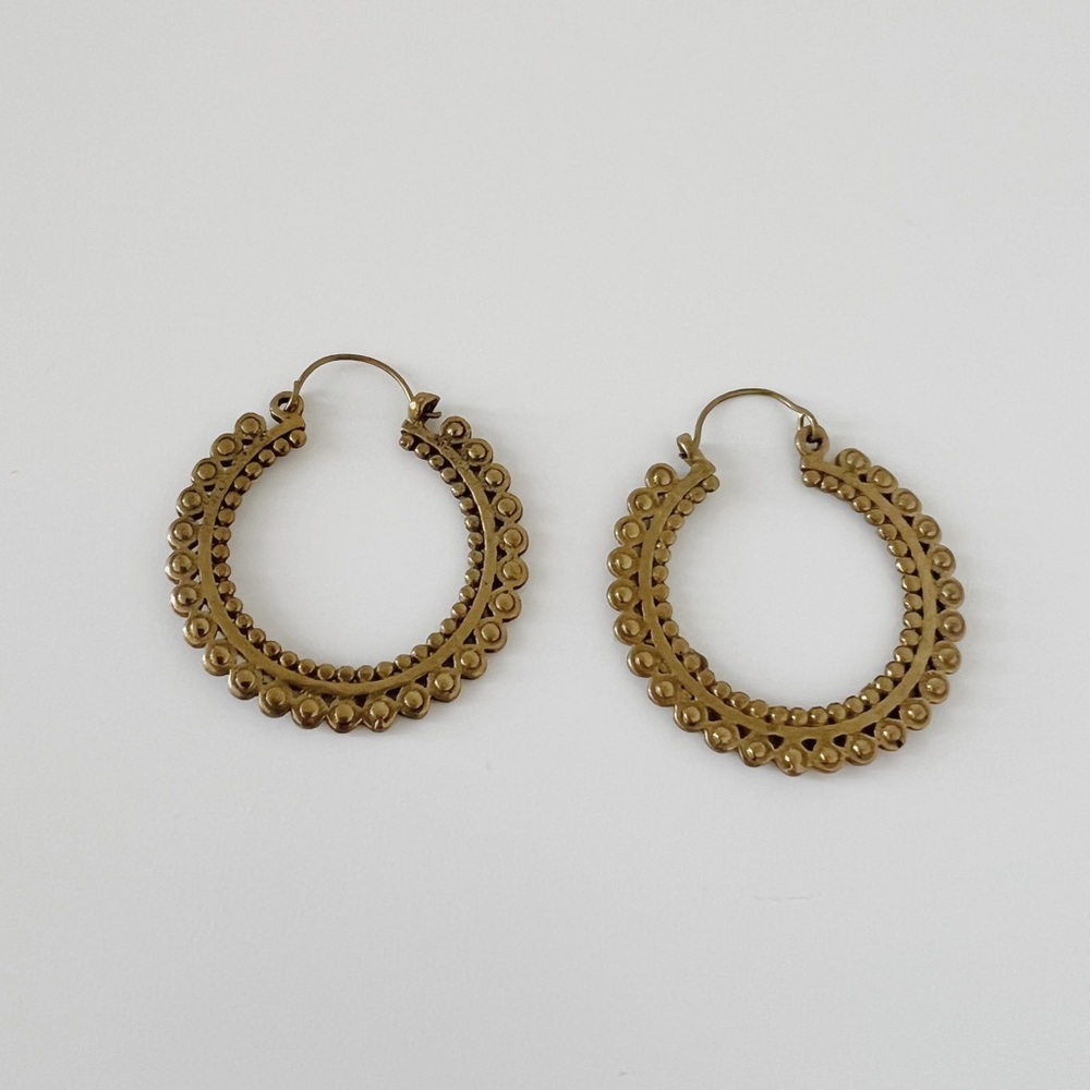 Boho Gold Hoop Earrings - Picture 2 of 3